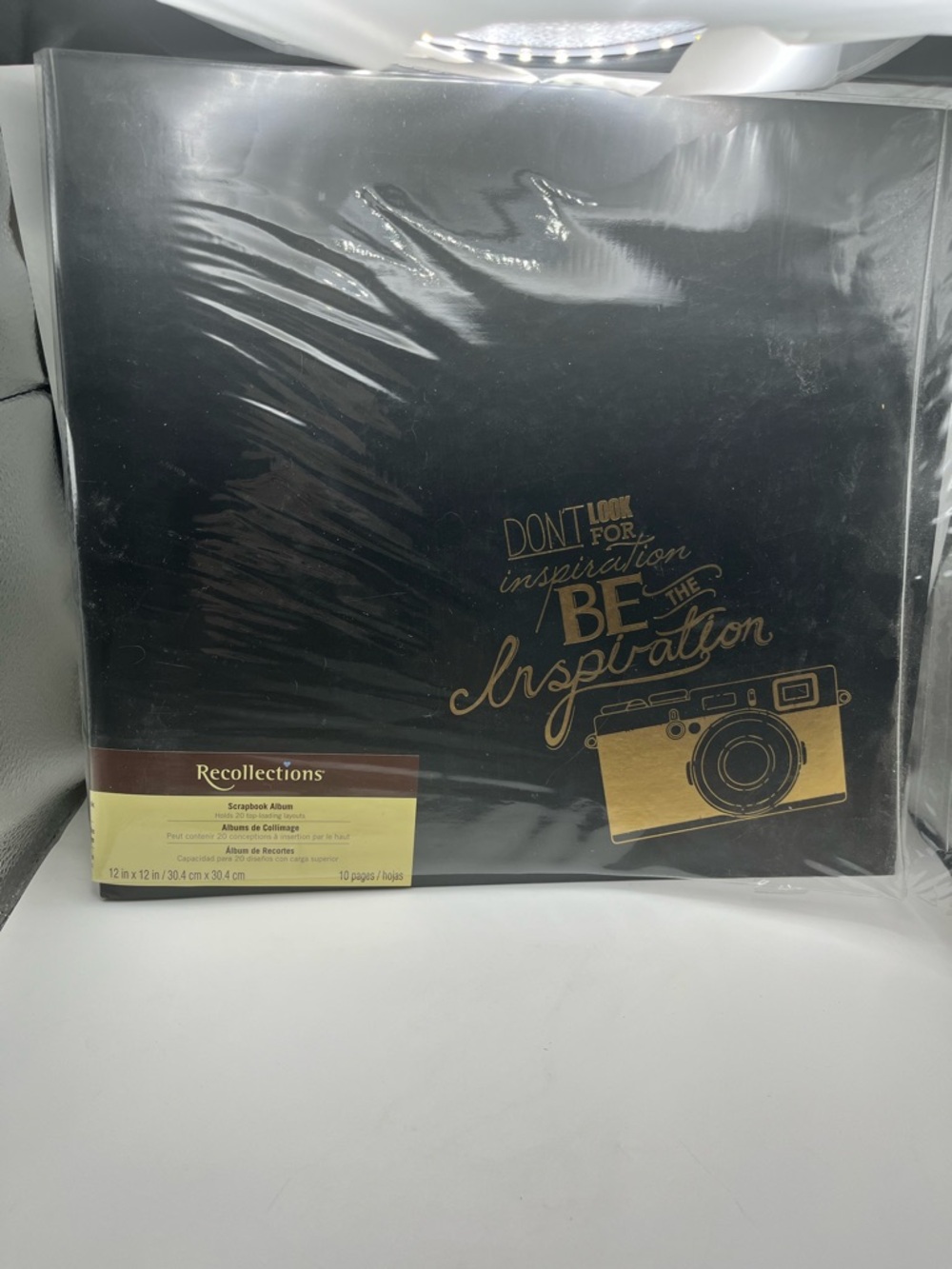Recollections Black Scrapbook Album with Gold Label